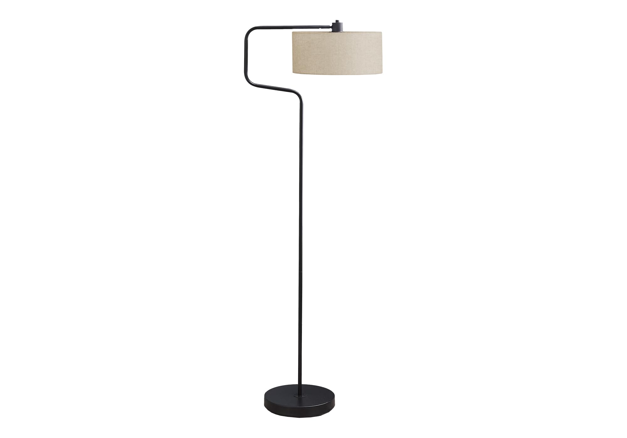 Monarch Specialties Floor Lamp I 9690, 61in H, Black Metal, Beige Shade, Contemporary Design, 21.5inL x 14inW