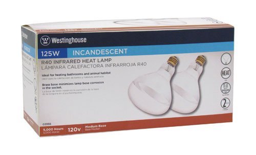RIO Westinghouse R40 Infrared Heat Lamp Flood, 125W, Medium Base, Clear, Pack of 2, Model 3500451