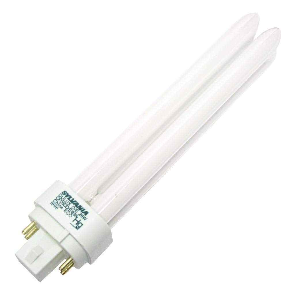 SYLVANIA Compact Fluorescent Light Bulb 4 Pin Base Model 20644/CF26DDE835E White Glass