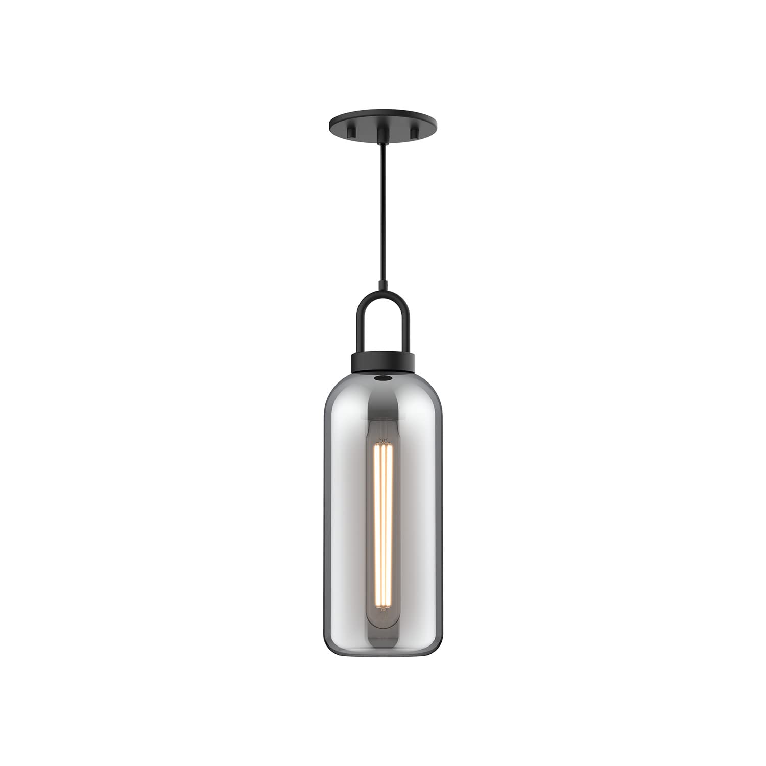 Alora Mood PD401505MBSM Soji Pendant, Matte Black/Smoked Solid Glass