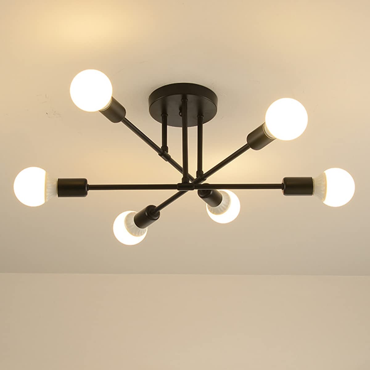 ELEPHANTBOAT 6-Light Hanging Lights for Living Room, Modern Metal Chandelier Light Fixture, Pendant Lights for Ceiling, Without 