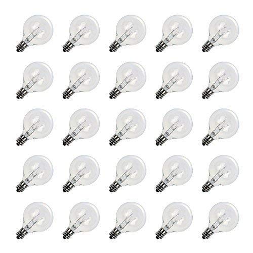 Brightown G40 Clear Light Bulbs Outdoor Light Bulbs Globe E12 Candelabra Screw Base, Incandescent Round Warm Replacement Glass B