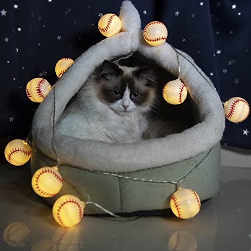 Yeamar Baseball String Lights 20 Led 14Ft Baseball Decor Battery Powered Indoor/Outdoor For Boys Room Bedroom Decor,Ball Sport Theme Party Decorative,Birthday Decorations,Football Lovers Gift