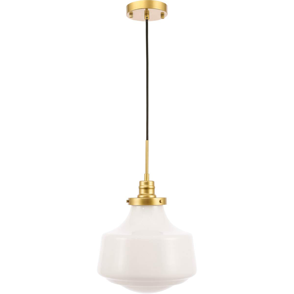Living District Lyle 1-Light Metal Pendant in Brass and Frosted White Glass