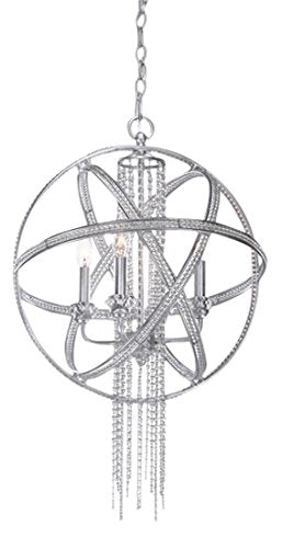 Zeev Lighting 4-Light Cascade Pendant, Silver Leaf, 8&quot; L X 29&quot; H, Modern Hanging Light