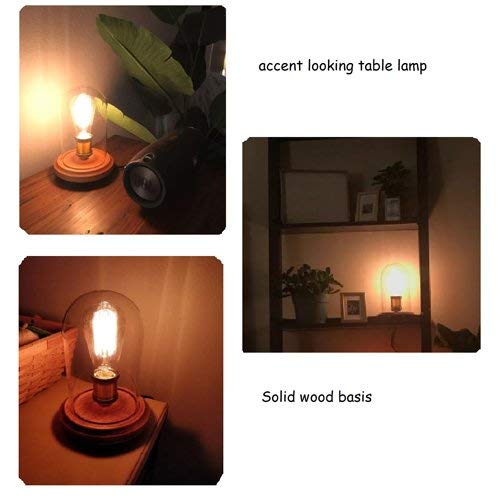 Surpars House Vintage Farmhouse Table Lamp, Bronze Metal with Glass Shade, Edison Bulb Included, Model S017001000001