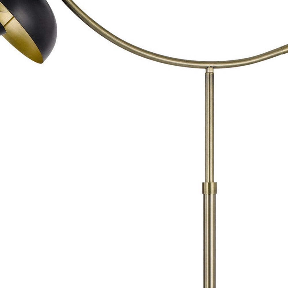 HomeRoots Bronze Adjustable Arc Floor Lamp with Dome Shade, 66 in. Tall, Metal Construction