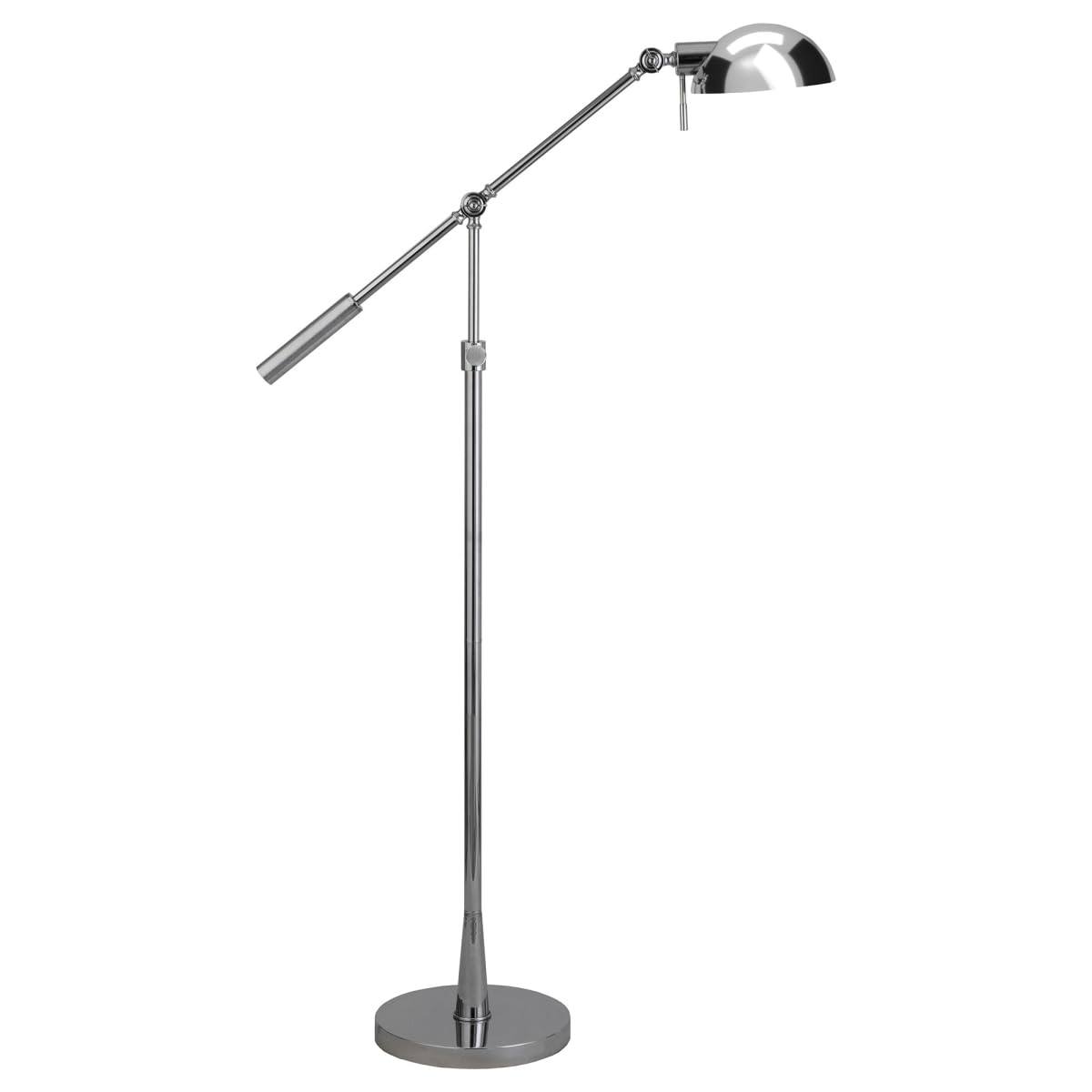 Homeroots 61 In. Nickel Adjustable Swing Arm Floor Lamp With Cone Shade - Modern Metal Lighting
