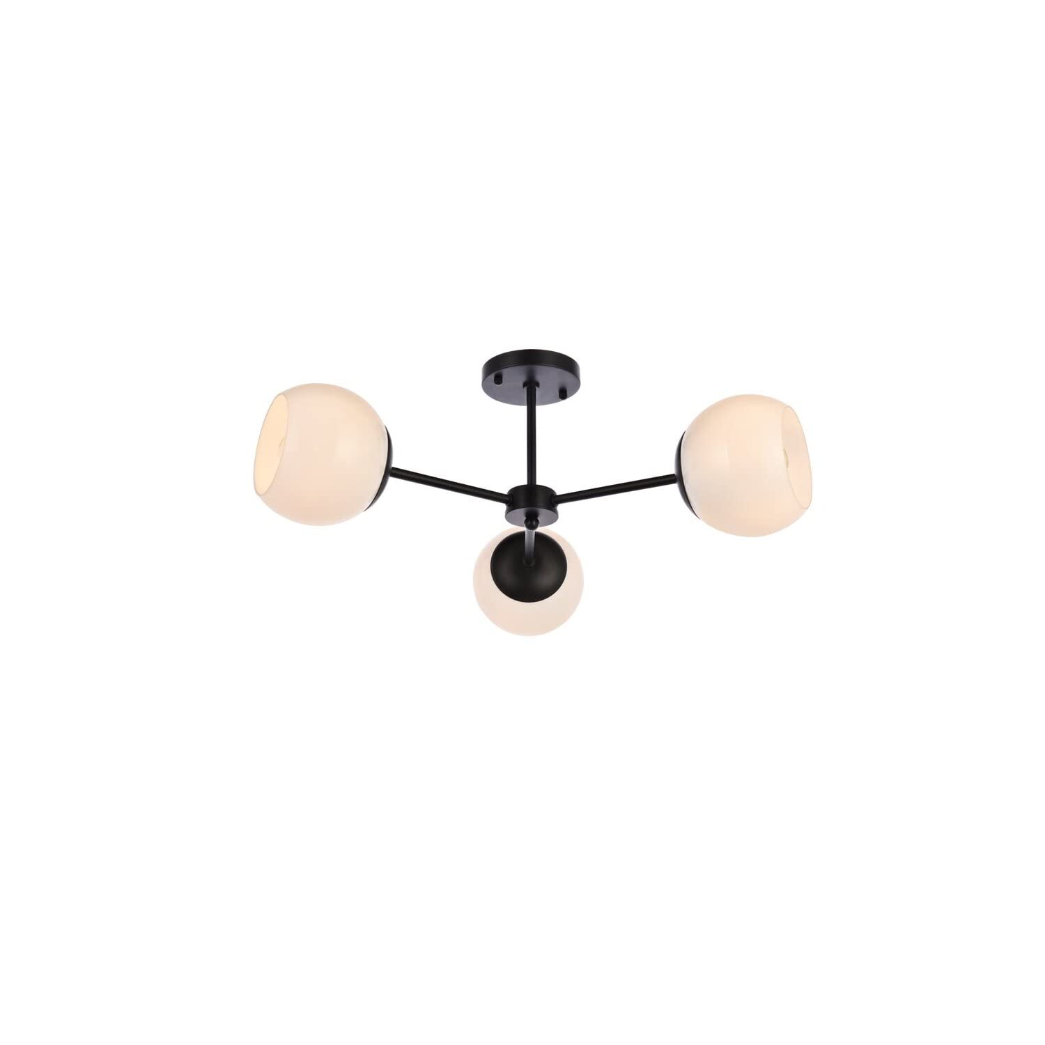 Living District Briggs 3-Light Mid-Century Metal Flush Mount in Black and White