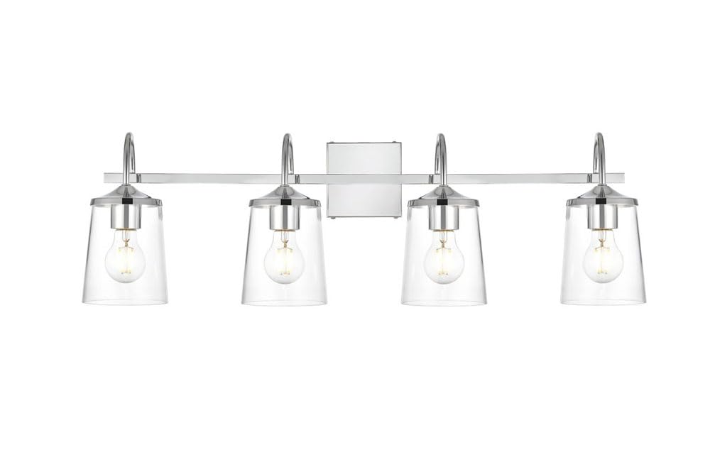 Living District Avani 4-Light Iron & Glass Bath Sconce in Chrome & Clear