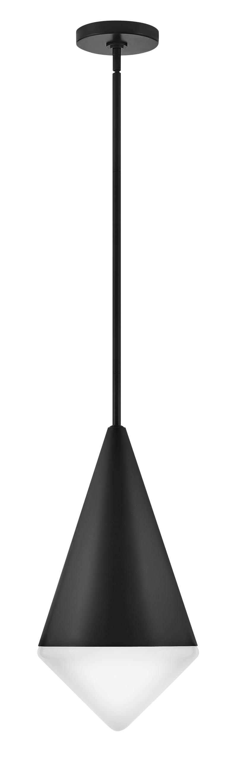 Lark Betty 84127BK Small Conical Pendant Light - Retro Design, Cased Opal Glass, Adjustable Height - Black