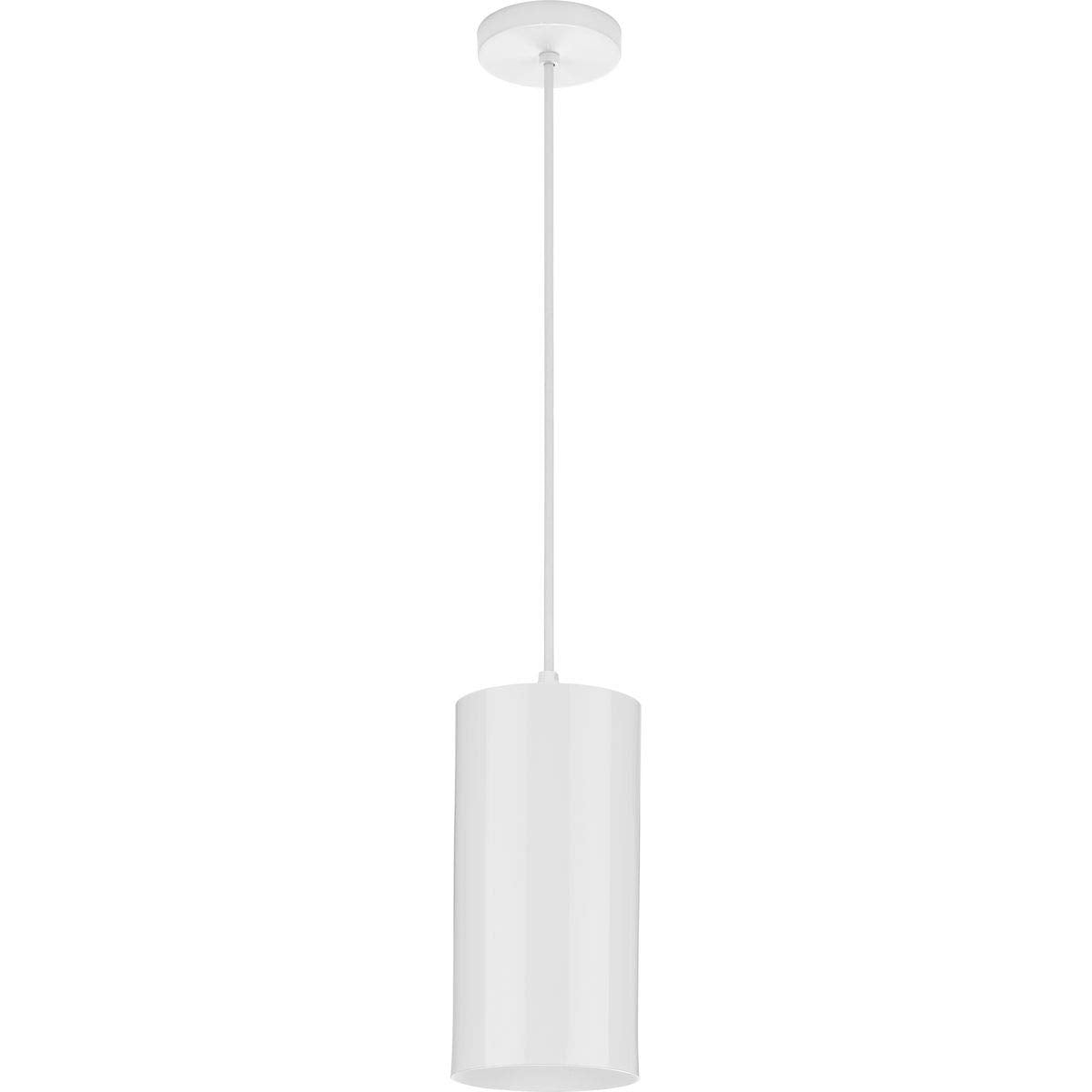 Progress Lighting Cylinder Collection 6-Inch White Outdoor Hanging Pendant Light, Aluminum, Model P500356-030