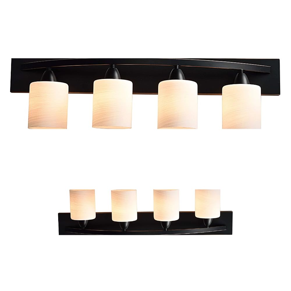 The Door Bull Modern 4-Light Bathroom Vanity Light - Oil Rubbed Bronze Fixture with Frosted Glass Shades  E26 Socket - Wall Sconce for Mirror  Bathroom  Kitchen  Hallway  Entryway