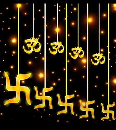EQUVIA Religious Swastik and Om Decor Lights Swastika Symbol Decoration Square Shape Adjustable Auto Roof Lights Decoration for