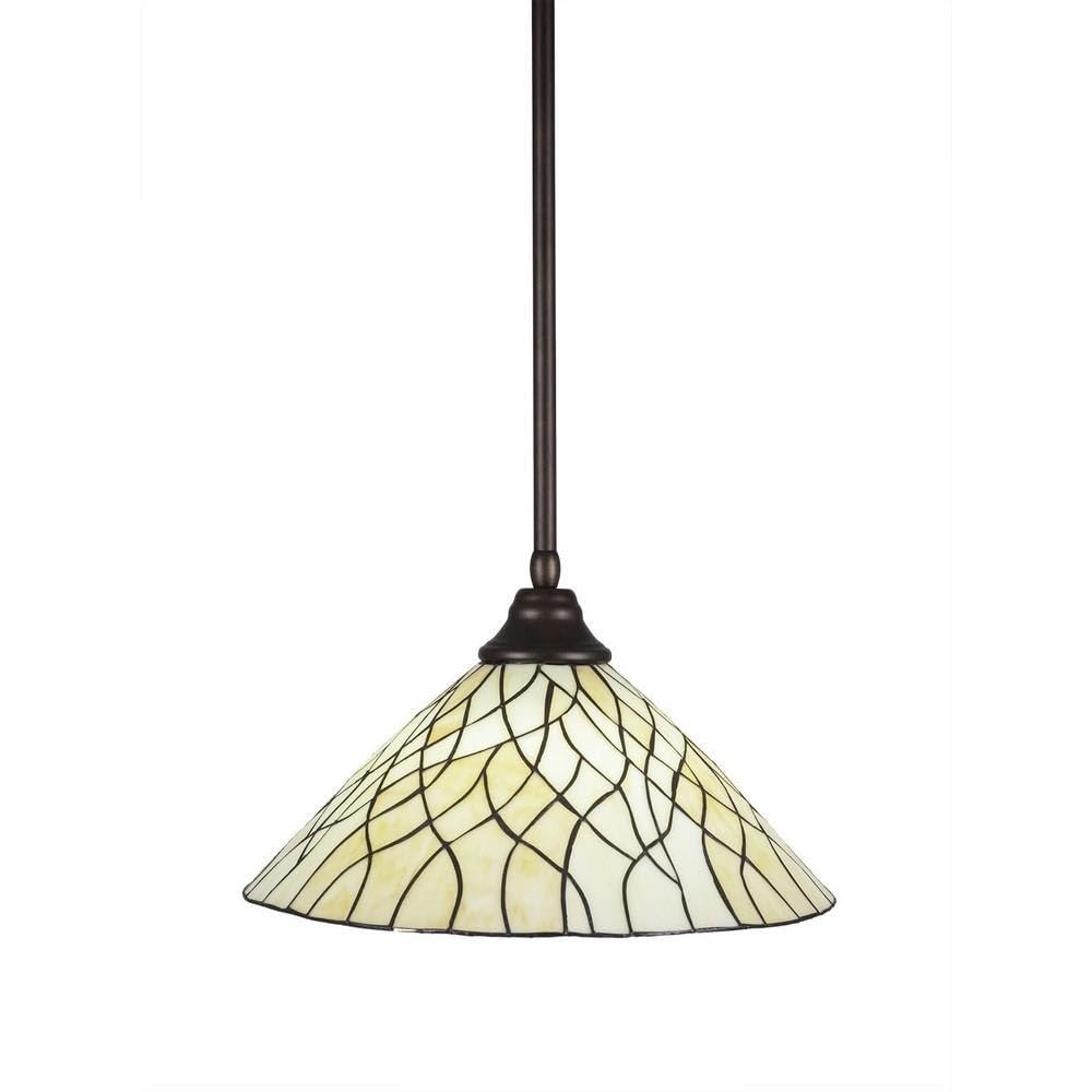 Toltec Lighting 26-Brz-911 Stem Hung Pendant With Sandhill Glass, 16&quot;, Bronze