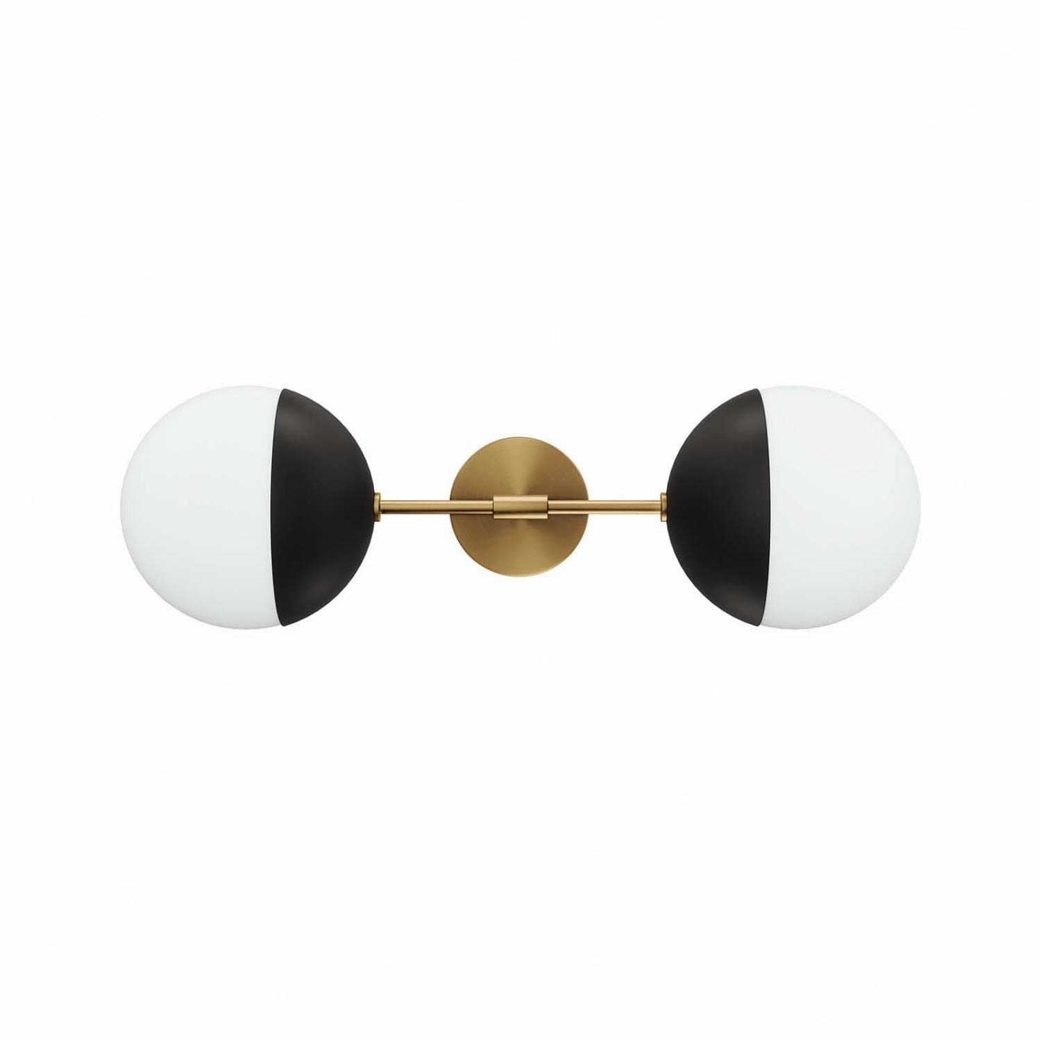 Modway Stellar 2-Light Wall Sconce In Opal Satin Brass Brown, 7 X 8 X 23