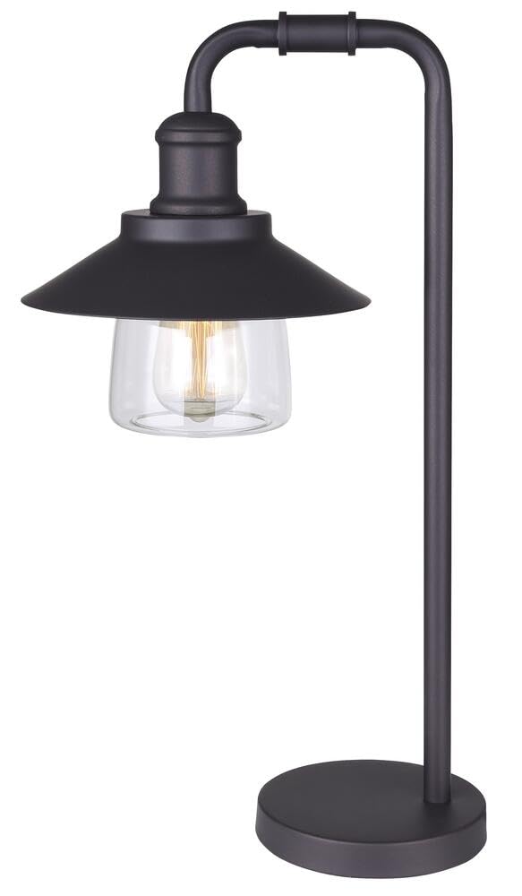 Canarm Luxton Series, Model ITL465B22ORB-M - Elegant 1-Light Table Lamp, Clear Glass, Includes 60W Vintage ST64 Bulb, Easy On/Of
