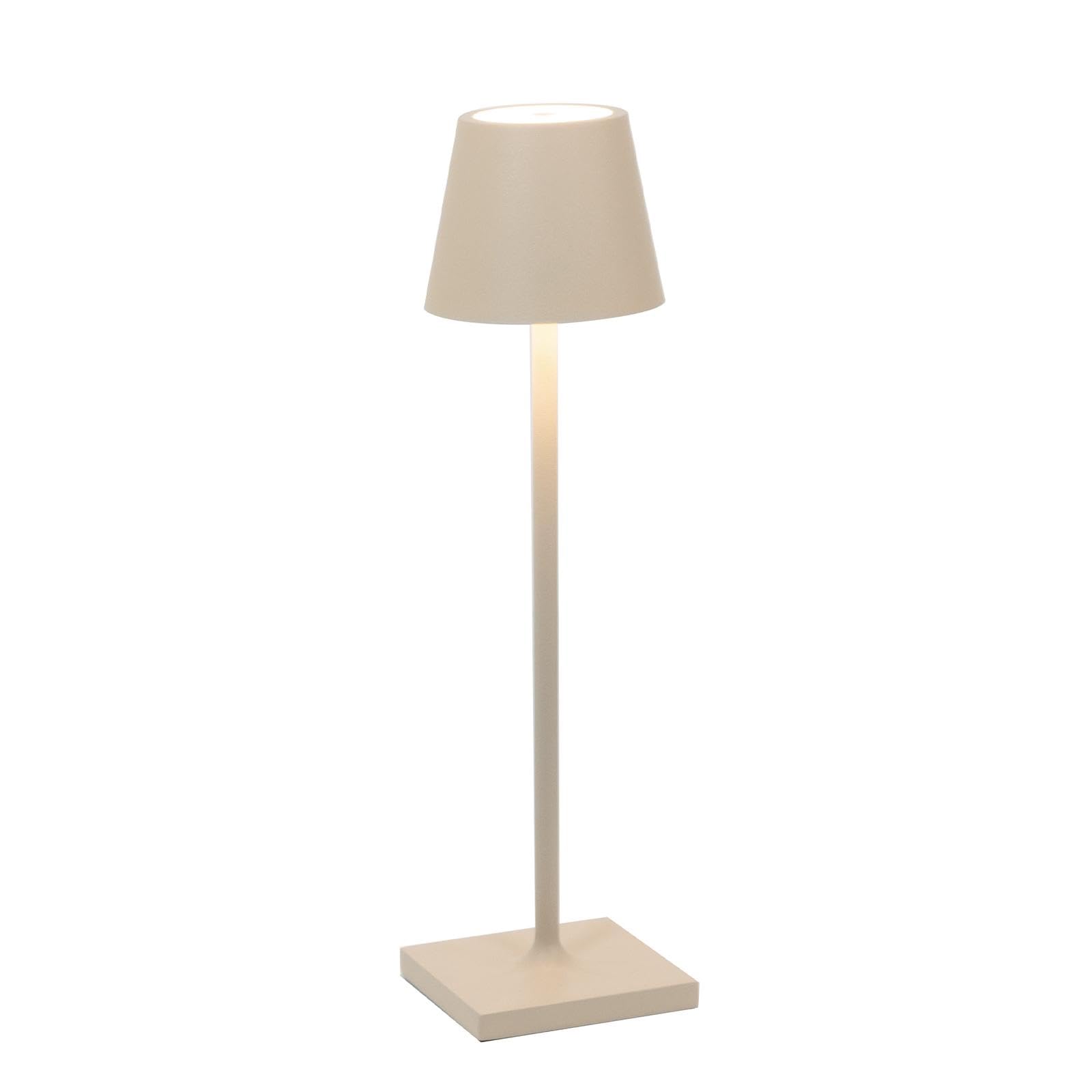 Zafferano Poldina Micro Lamp Rechargeable Cordless Table Lamp Touch Control 10.8 Inches Sand Color Model LD0490S3