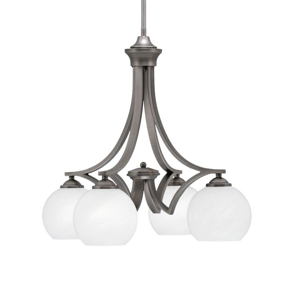 Toltec Lighting 568-GP-4101 Zilo - 4 Light Downlight Chandelier-19.5 Inches Tall and 20.75 Inches Wide, Finish Color: Graphite, Glass Color: White Marble