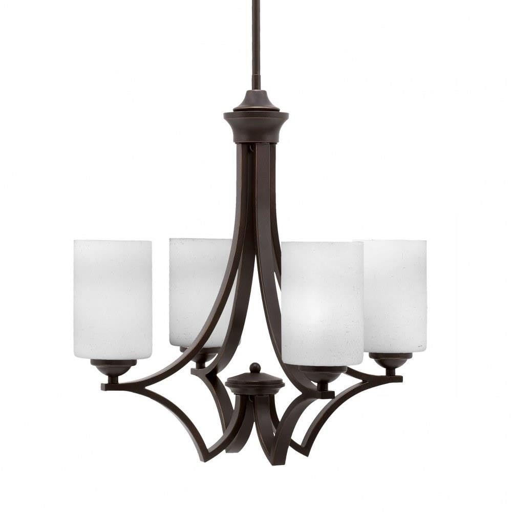 Toltec Lighting 564-DG-310 Zilo - 4 Light Uplight Chandelier-19.75 Inches Tall and 19 Inches Wide, Finish Color: Dark Granite, Glass Color: White Muslin
