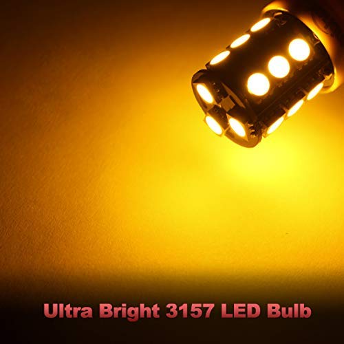 Yorkim 3157 LED Light Bulbs, Amber Yellow, Super Bright, Pack of 4, for Brake and Reverse Lights