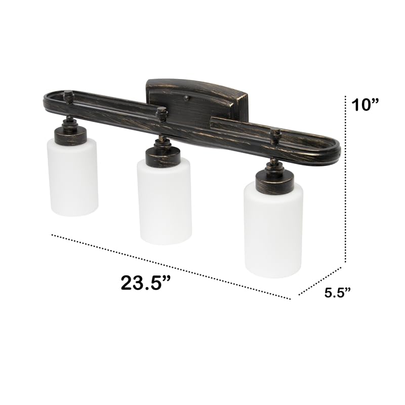 All The Rages 3-Light Vanity Fixture Metal Glass Oil Rubbed Bronze LHV-1006-OR