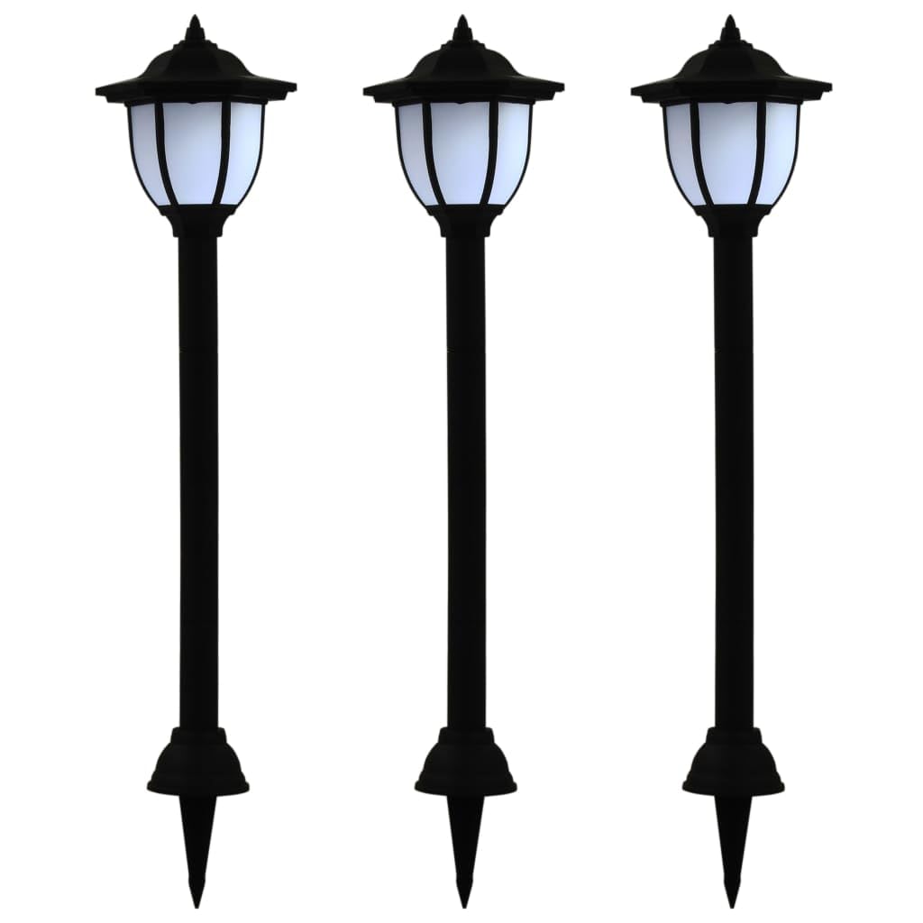 vidaXL Outdoor LED Solar Lamps Set of 3, Durable PP, Eco-Friendly, Medium, Black, Model 31442677-4c3c-4793-8344-da0b291