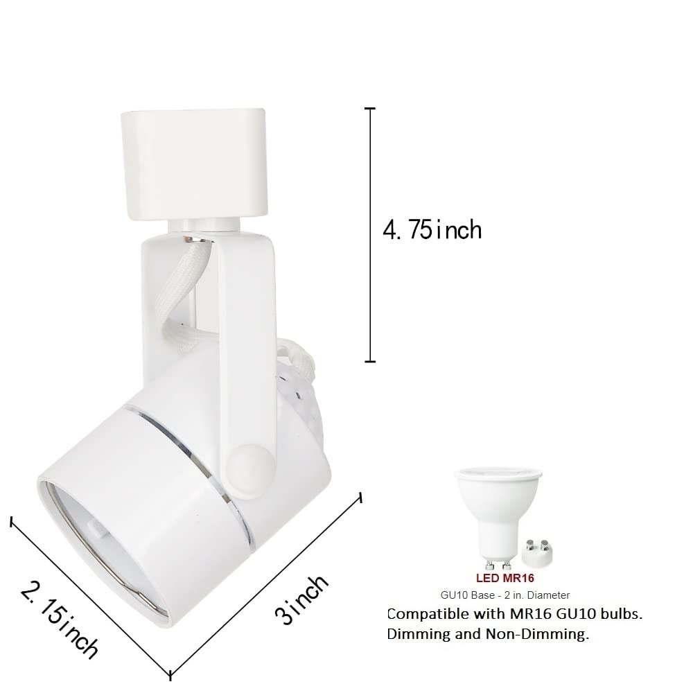 Shilihe Mr16 Gu10 Halo Track Lighting Heads Fixtures(No Bulb), Etl Listed,White,4Pack