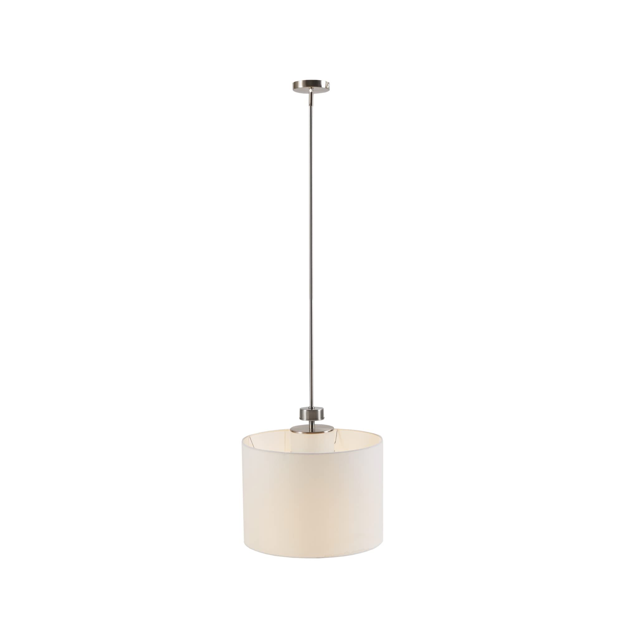 INK+IVY Pendant Light Fixture, White Drum Shade, 18in Dia x 62inH, Plated Silver, Model II151-0105