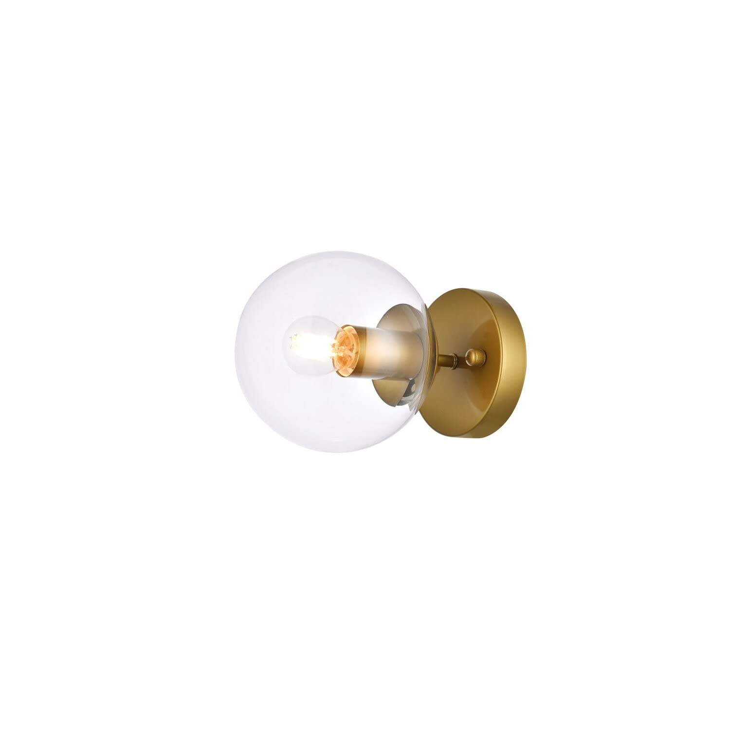 Living District Mimi 1-Light Metal Flush Mount in Brass and Clear