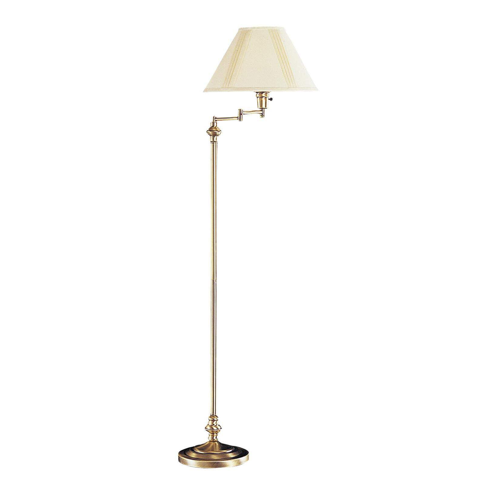 HomeRoots Swing Arm Floor Lamp, 59 in., Metal, Beige Empire Shade, Bronze Finish