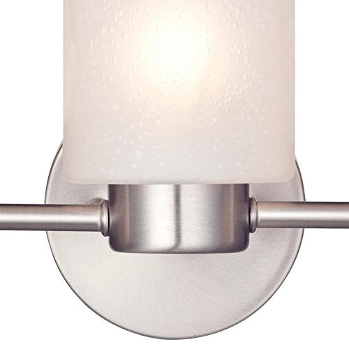 Westinghouse Sylvestre Three-Light Wall Fixture, Brushed Nickel Finish, Frosted Seeded Glass, 3-Light, White, Model 6227900