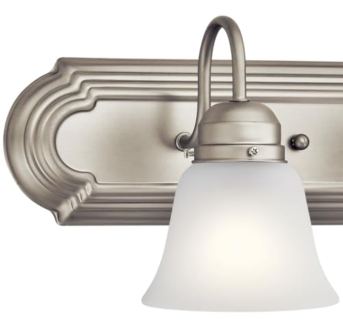 Kichler 36'' 5-Light Vanity Bath Light In Brushed Nickel, Modern Bathroom Light With Clear Satin Etched Glass, (36'' W X 8'' H),