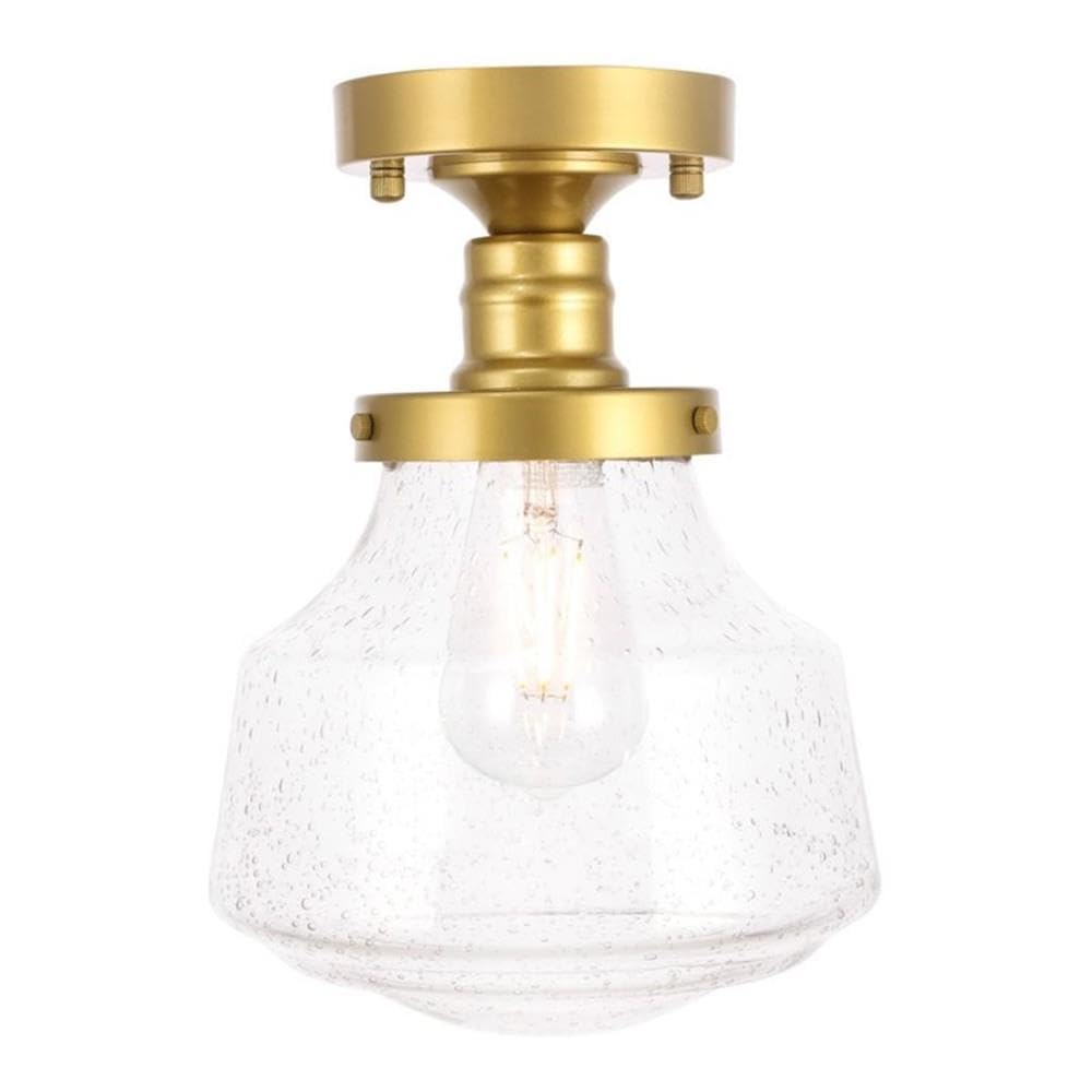Living District Lyle 1-Light Metal & Glass Flush Mount in Brass/Clear