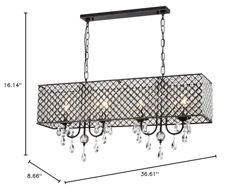 Warehouse Of Tiffany Imp52B/4Ac Aruna Antique Copper 4-Light Chandelier, 36.61&quot; L X 8.66&quot; W X 16.14&quot; H