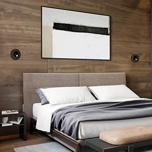 Luminturs Modern Wall Sconce Light Fixture,Recessed Wall Lamp,Bedside Reading Lamp,Path/Step Light,Gimbal Hidden On/Off Switch,Circle Aluminum,Led 3W Warm White 3000K,Adjustable&Rotatable Black