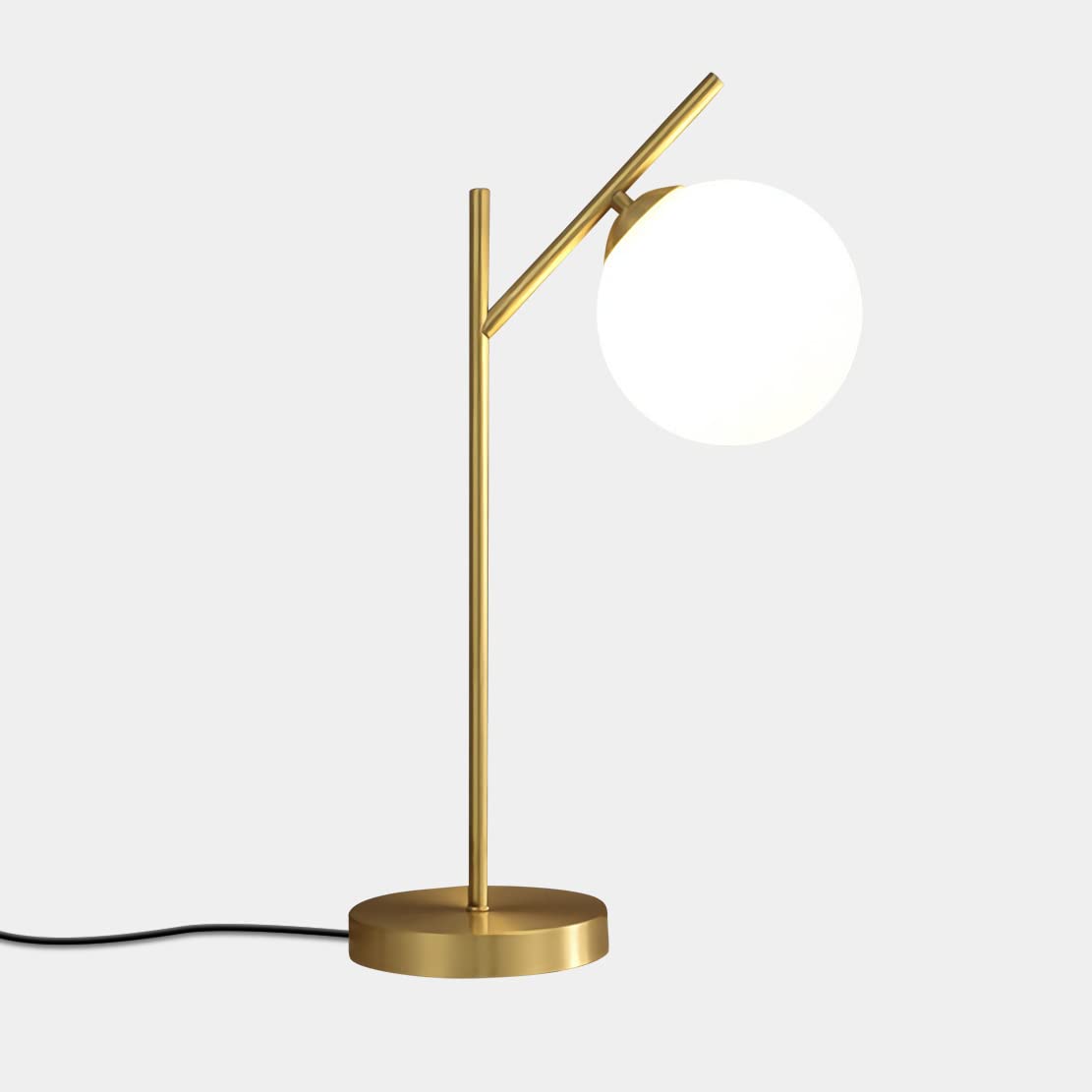Fulesi Globe Table Lamp With Milky White Glass Globe Shade - Contemporary Brass Metal Bedside Lamp For Bedroom, Living Room, Stu