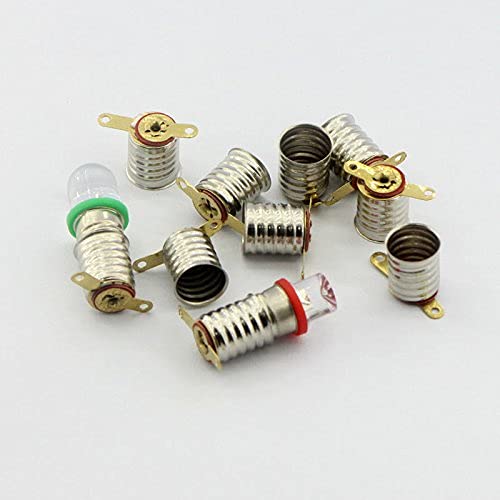 Gutreise 10Pcs E10 Screw 6V Blue Flood Light Led Bulb Flood Light Lamps +10Pcs E10 Base (6V, Blue)
