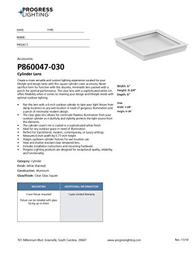 Square Collection 6'' Clear Glass Square Cylinder Lens Cover For P5644 Square White