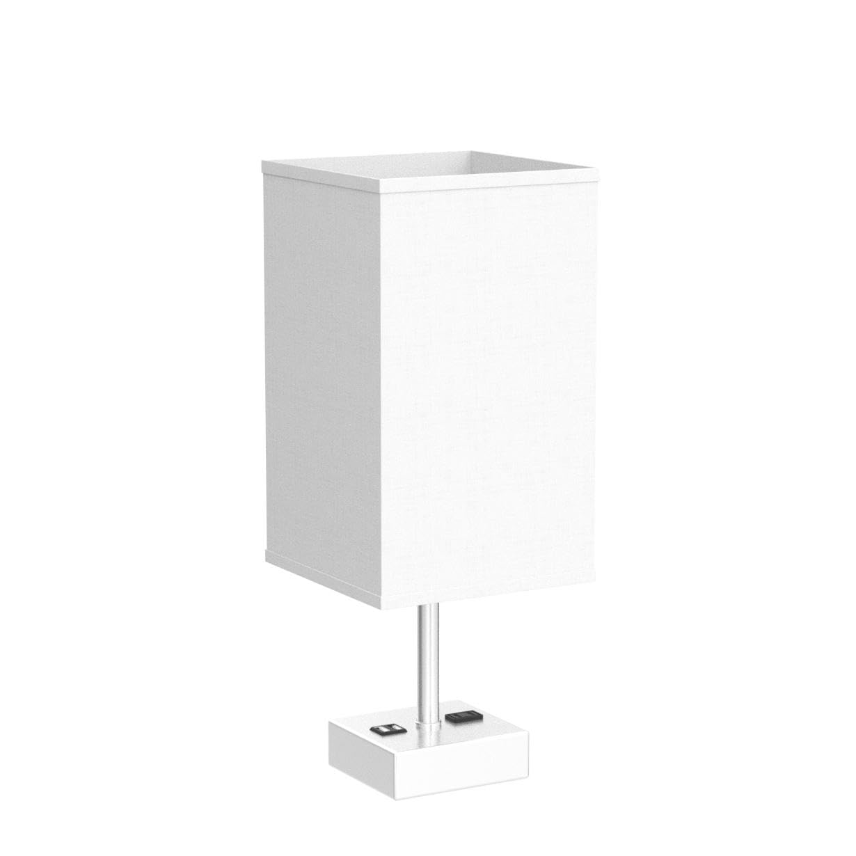 Dott Arts Touch Control Bedside Lamp, 3 Way Dimmable Nightstand Lamp With 2 Usb Ports & Ac Outlet, Modern Style, White Fabric Sh