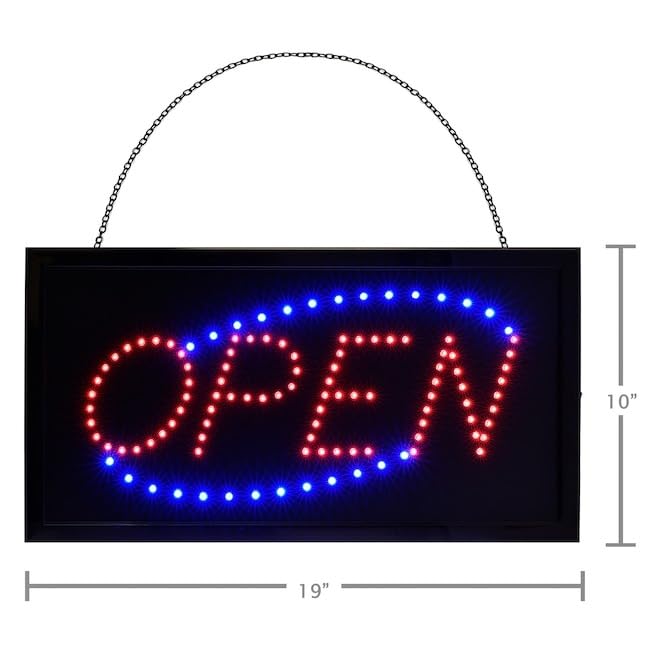 E-ONSALE Animated LED Neon Light Open Sign Rectangle Metal 19inx10in