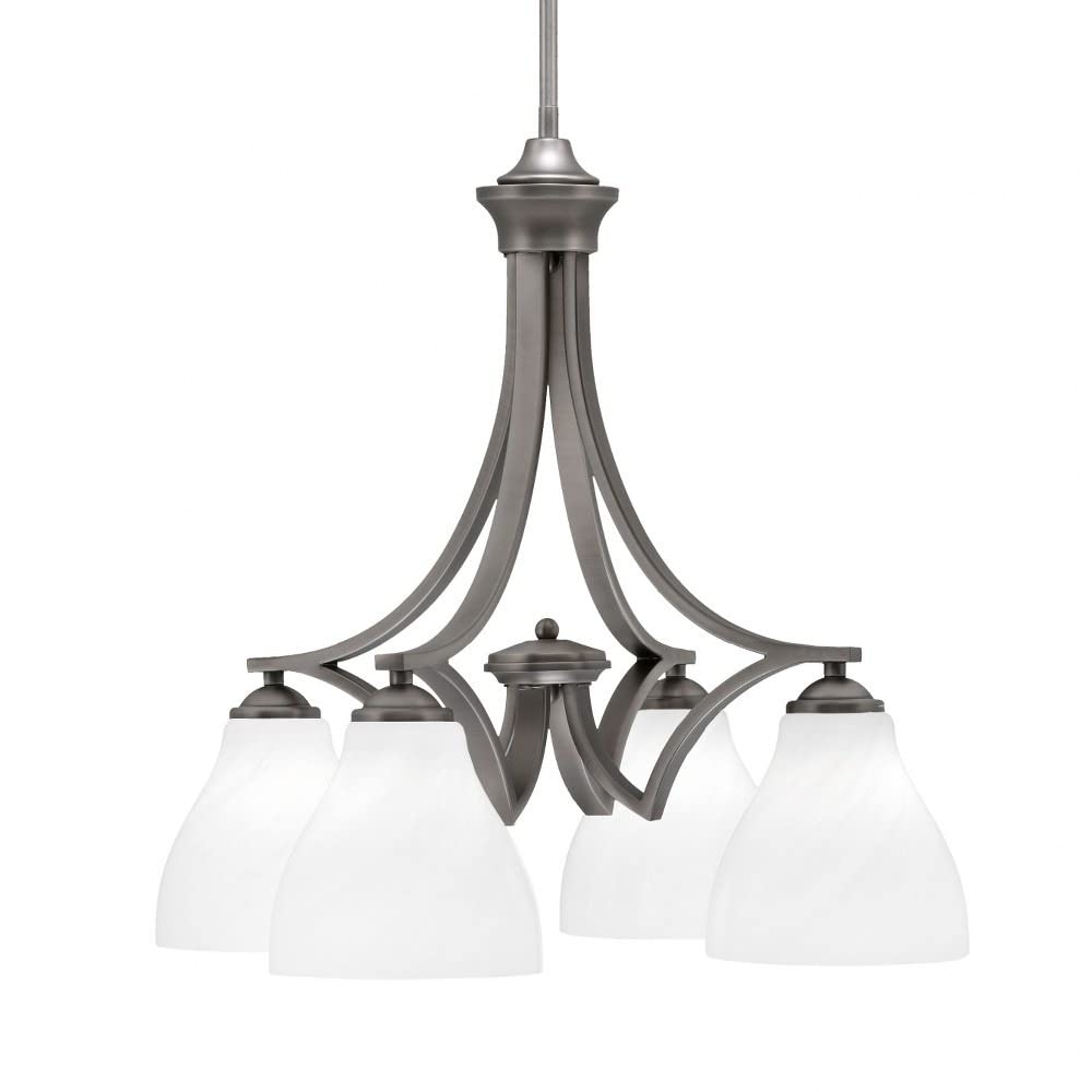 Toltec Lighting 568-Gp-4761 Zilo - 4 Light Downlight Chandelier-20.75 Inches Tall And 21.5 Inches Wide, Finish Color: Graphite, Glass Color: White Marble