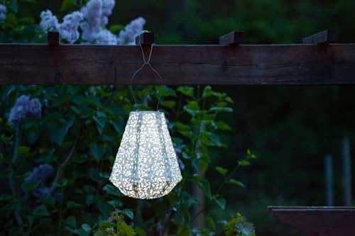 Allsop LED Outdoor Solar Lantern, Stainless Steel, 11x10, Soji Stella Prism Pearl, Model 32025