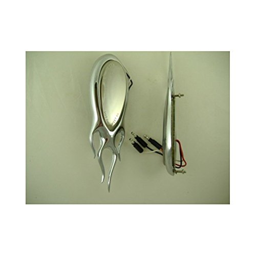 United Pacific Red Led Tear Drop Hot Rod Stop Turn Brake Tail Lights/Chrome Lens/Flame Bezel