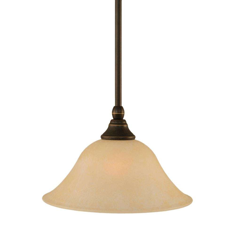 Toltec Lighting 23-Dg-513 Stem Mini Pendant With Hang Straight Swivel With 10&quot; Amber Marble Glass, Dark Granite Finish