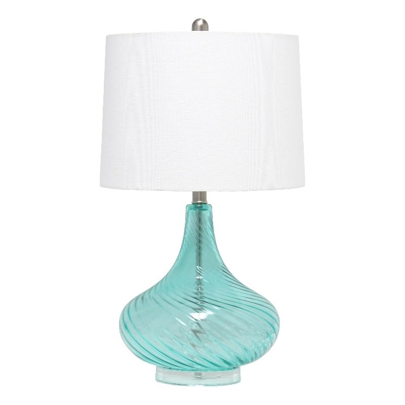 All The Rages 24&quot; Light Blue Wavy Glass Table Lamp - Contemporary Home Decor Accent