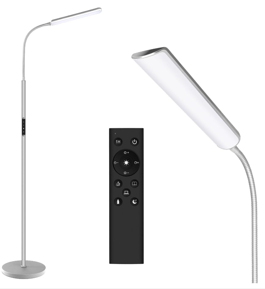 Dimunt LED Floor Lamp, Bright 15W Floor Lamps for Living Room with 1H Timer, Stepless Adjustable 3000K-6000K Colors & Brightness