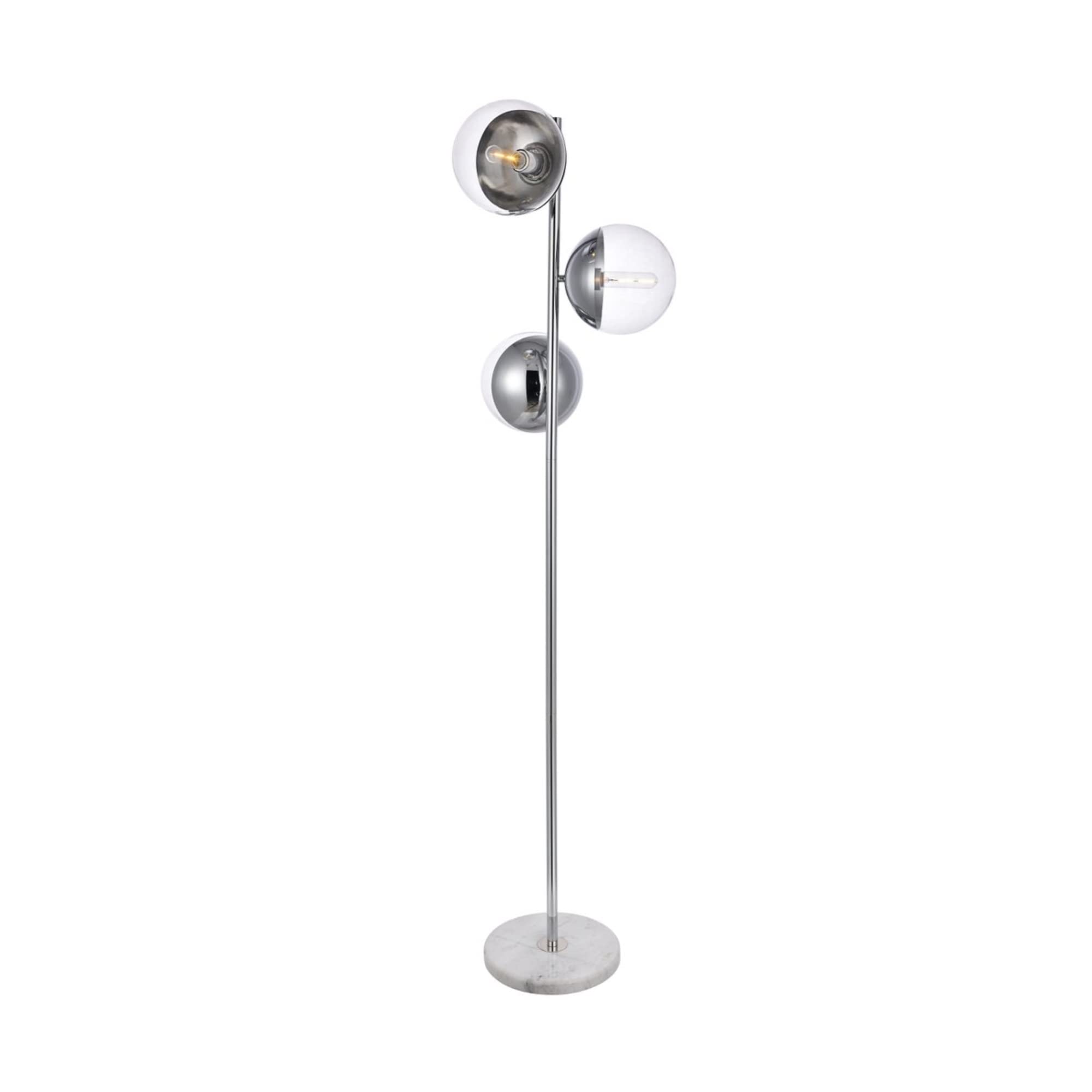 Living District Eclipse 3 Lights Chrome Floor Lamp with Clear Glass