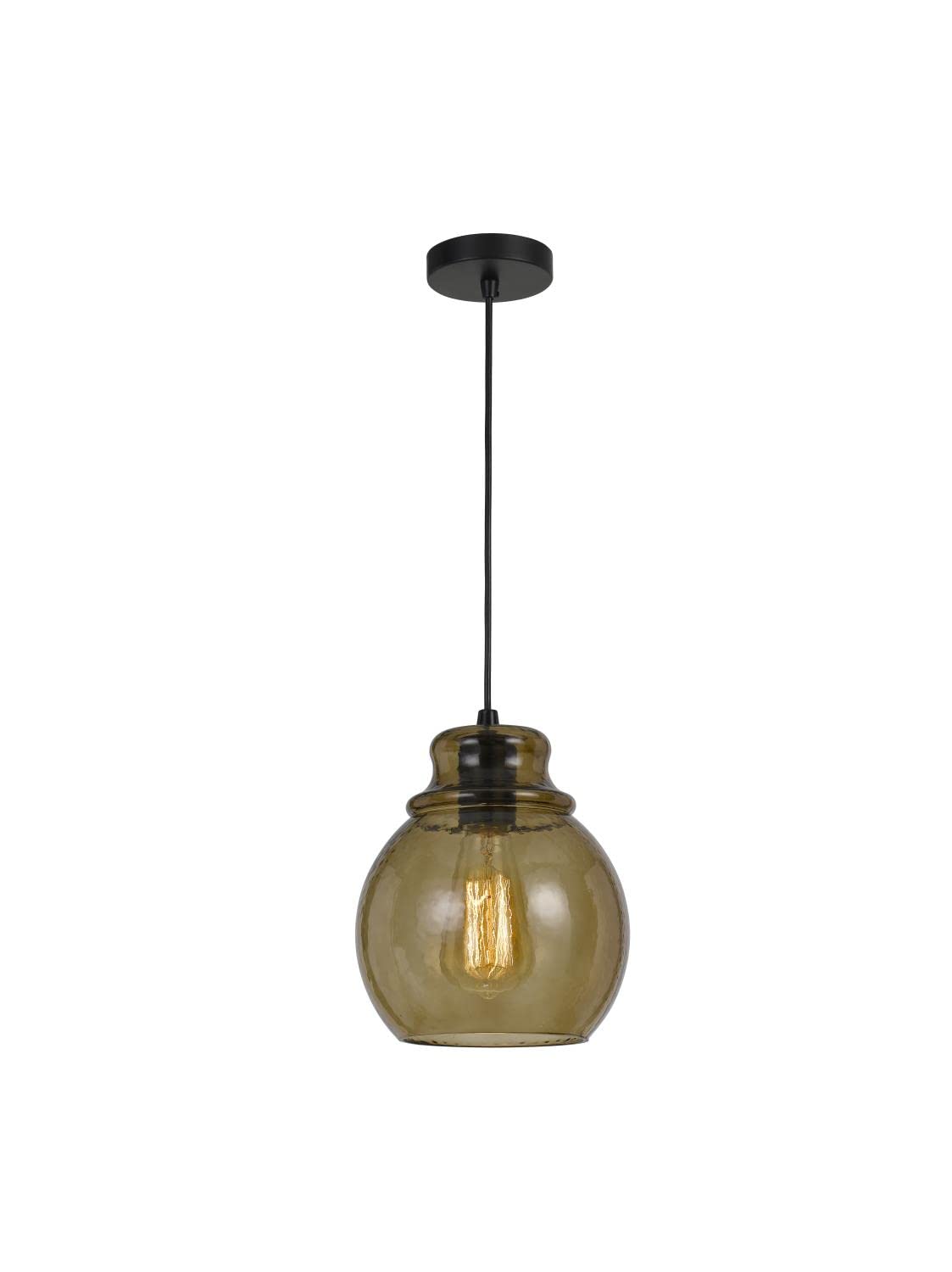 Cal Lighting FX-3673-1 Transitional One Light Pendant from Aversa Collection in Bronze / Dark Finish, 7.00 inches, Amber