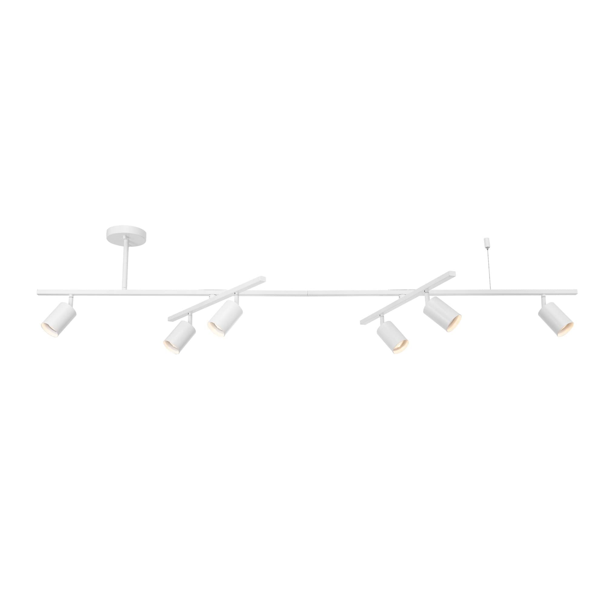 Globe Electric West 64'' 6-Light Track Lighting, Matte White, Center Swivel Bars, Bulb Not Included